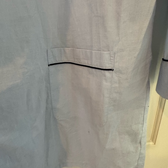 J. Crew Light Blue navy piping Women's cotton melted robe S/M NWT - Picture 5 of 5